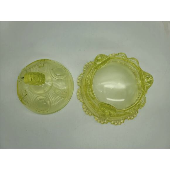 Antique Greentown Indiana Tumbler Dewey Vaseline Glass Small Butter w/ Lid MINT - Picture 9 of 9